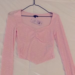 Long Sleeve Light Pink Crop